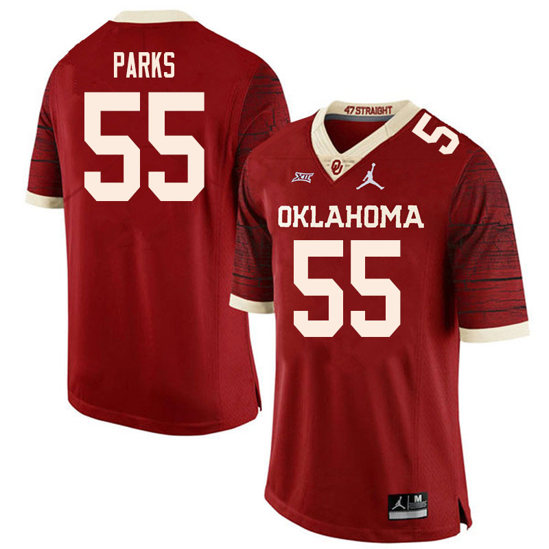 Men #55 Aaryn Parks Oklahoma Sooners College Football Jerseys Sale-Retro